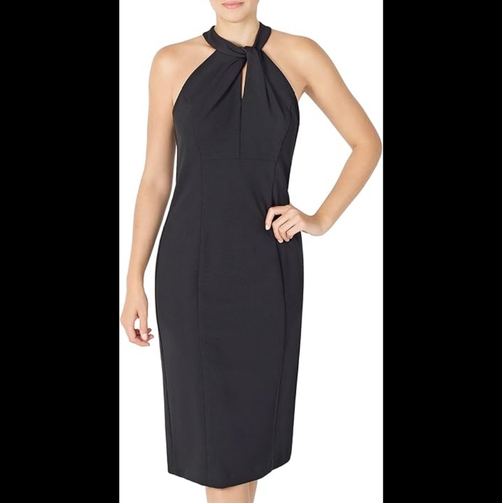 Julia Jordan Women's Sleeveless Knot Neck Sheath Dress Size 10 Black